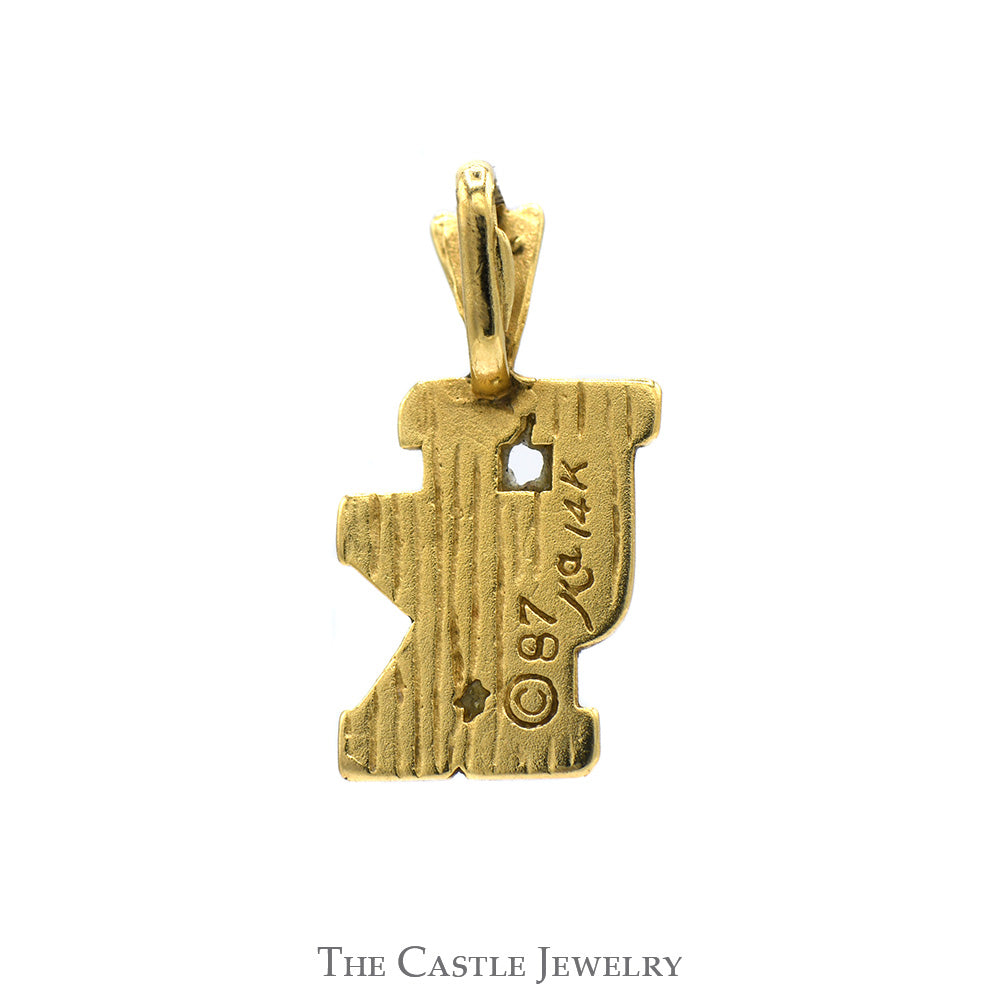 "UK" Logo Pendant with Diamond Cut Detail in 14k Yellow Gold