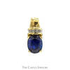 Oval Sapphire Pendant with Diamond Accents in 10k Yellow Gold - Thumbnail 1