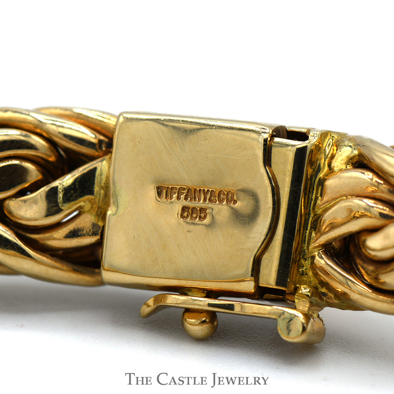 Tiffany & Co Designer 7 1/4 Inch Woven Byzantine Bracelet in 14k Yellow Gold