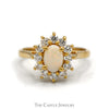 Oval Opal Ring with Cubic Zirconia Halo in 14k Yellow Gold - Thumbnail 1