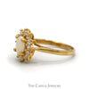 Oval Opal Ring with Cubic Zirconia Halo in 14k Yellow Gold - Thumbnail 3