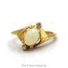 Oval Opal Ring with Double Diamond Accents in 14k Yellow Gold - Thumbnail 1