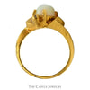 Oval Opal Ring with Double Diamond Accents in 14k Yellow Gold - Thumbnail 2