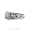1cttw Round Diamond Cluster Engagement Ring with Diamond Accented Twisted Sides in 14k White Gold - Thumbnail 3