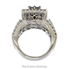 3cttw Invisiset Princess Cut Cluster Ring with Baguette Cut Double Diamond Halo and Accented Sides in 14k White Gold - Thumbnail 2