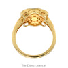 Flower Designed Shield Ring with Diamond Cluster & Accents in 14k Yellow Gold - Thumbnail 2