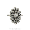 1/2cttw Marquise Shaped Starburst Diamond Cluster Ring in 14k White Gold - Thumbnail 1