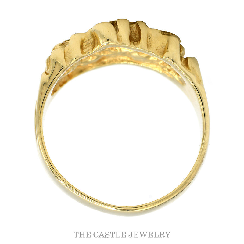 14k Yellow Gold Nugget Textured Ring - Size 10.25