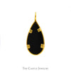 Pear Cut Black Onyx Pendant with Two Tone Leaf Design in 10k Yellow & Rose Gold - Thumbnail 3