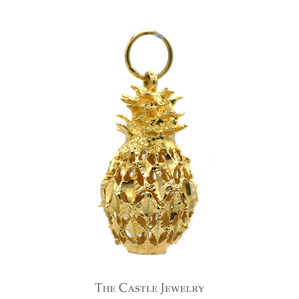 14k Yellow Gold Open Hollow Pineapple Pendant