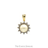Round White Pearl Pendant with Illusion Set Diamond Halo in 10k Yellow Gold - Thumbnail 1