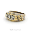 Three Stone Diamond Ring with Nugget Designed Sides in 14k Yellow Gold - Thumbnail 3