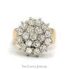 3cttw Round Diamond Cluster Ring with Polished Sides in 14k Yellow Gold - Thumbnail 1