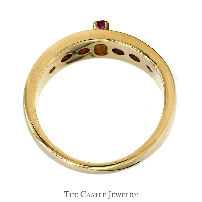 Double Round Ruby Ring with Diamond Accents in 14k Yellow Gold