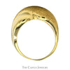 "X" Designed Dome Ring with Brushed Texture in 14k Yellow Gold - Thumbnail 2