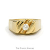 Men's 1/2ct Tension Set Diamond Solitaire with Polished Sides in 14k Yellow Gold - Thumbnail 1