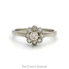 Flower Shaped Diamond Cluster Ring in 14k White Gold - Thumbnail 1