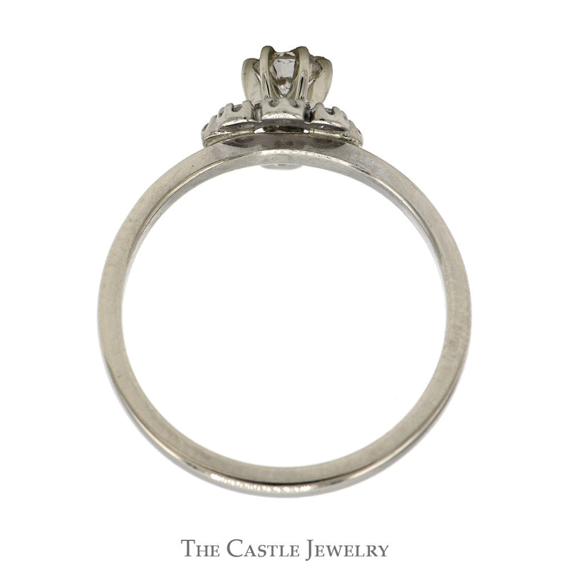 Flower Shaped Diamond Cluster Ring in 14k White Gold