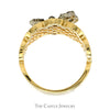Butterfly Designed Ring with Diamond Accents and Open Lattice Sides in 14k Yellow Gold - Thumbnail 2