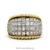 1cttw 4 Row Diamond Cluster Ring with Beaded Edges in 14k Yellow Gold - Thumbnail 1