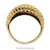 1cttw 4 Row Diamond Cluster Ring with Beaded Edges in 14k Yellow Gold - Thumbnail 2