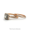 Princess Cut Diamond Bridal Set with Double Diamond Halo & Accented Sides in 14k Rose Gold - Thumbnail 3