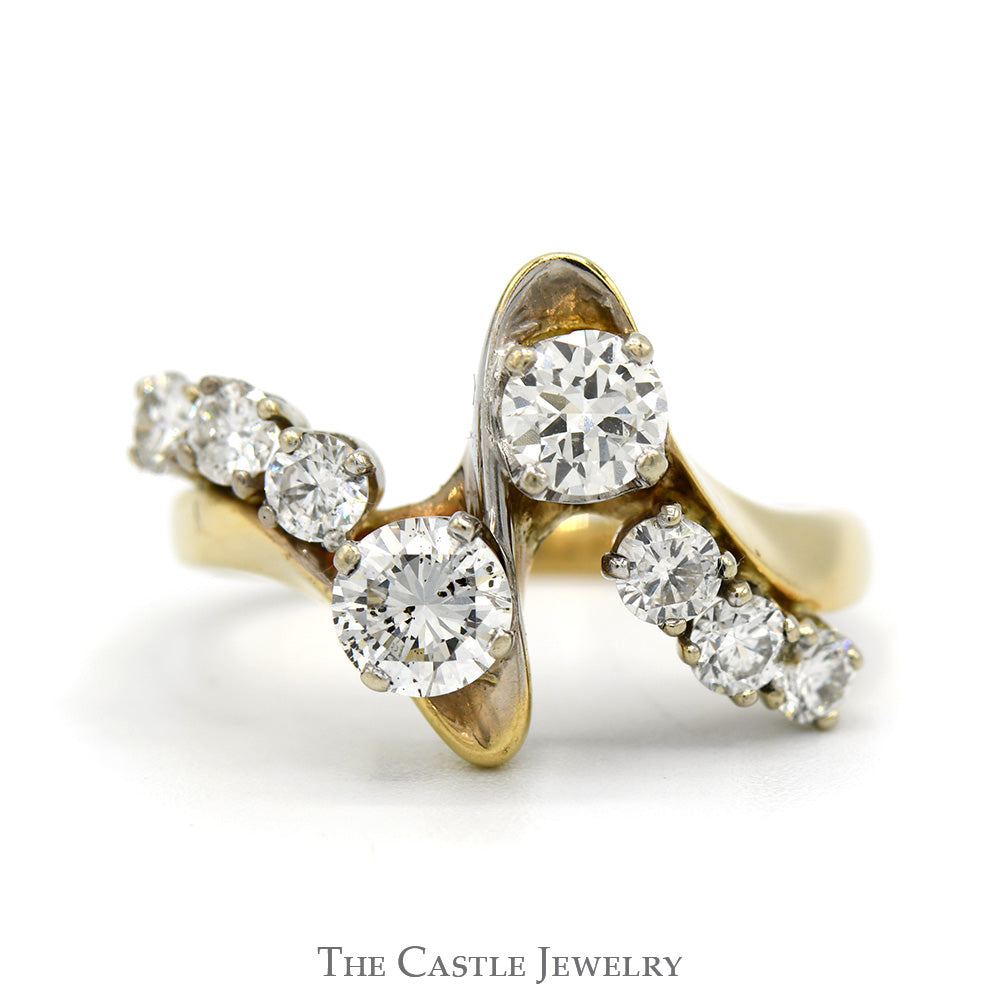 1.3cttw Round Diamond Freeform Bypass Band in 14k Yellow Gold