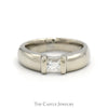 1/2ct Tension Set Princess Cut Diamond Solitaire in Polished 14k White Gold - Thumbnail 1