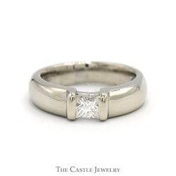 1/2ct Tension Set Princess Cut Diamond Solitaire in Polished 14k White Gold