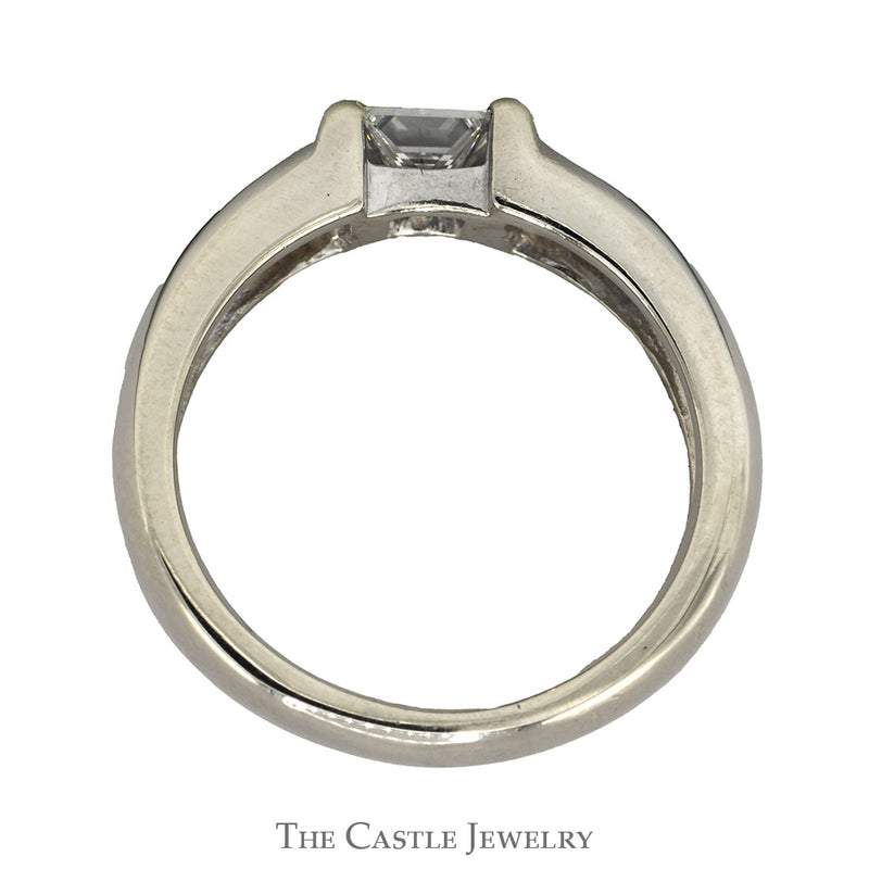 1/2ct Tension Set Princess Cut Diamond Solitaire in Polished 14k White Gold