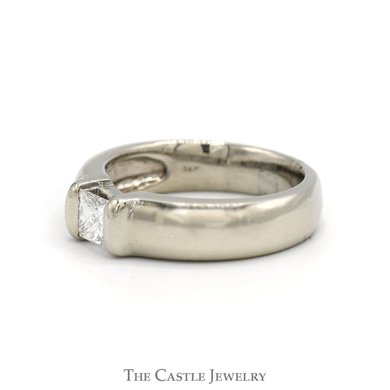 1/2ct Tension Set Princess Cut Diamond Solitaire in Polished 14k White Gold