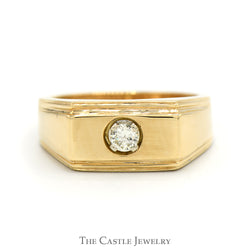 1/4ct Round Diamond Solitaire Men's Ring in 14k Yellow Gold