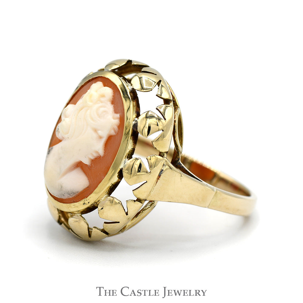 Oval Cameo Ring with Open Bezel in 14k Yellow Gold