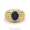 Oval Cabochon Blue Lindy Star Ring with Braided Sides in 10k Yellow Gold - Thumbnail 1