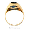 Rectangle Blue Topaz Ring with Grooved Sides in 10k Yellow Gold - Thumbnail 2