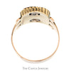 Black Onyx "B" Script Letter Ring with Scroll Designed Sides in 10k Rose Gold - Thumbnail 2