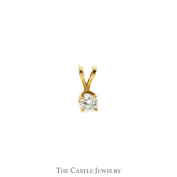 .15ct Round Diamond Solitaire Pendant with Split Bail in 10k Yellow Gold 4 Prong Mounting
