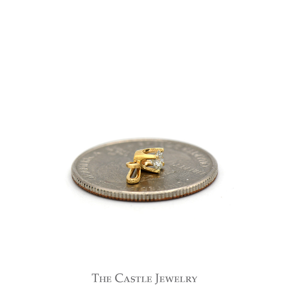 .15ct Round Diamond Solitaire Pendant with Split Bail in 10k Yellow Gold 4 Prong Mounting