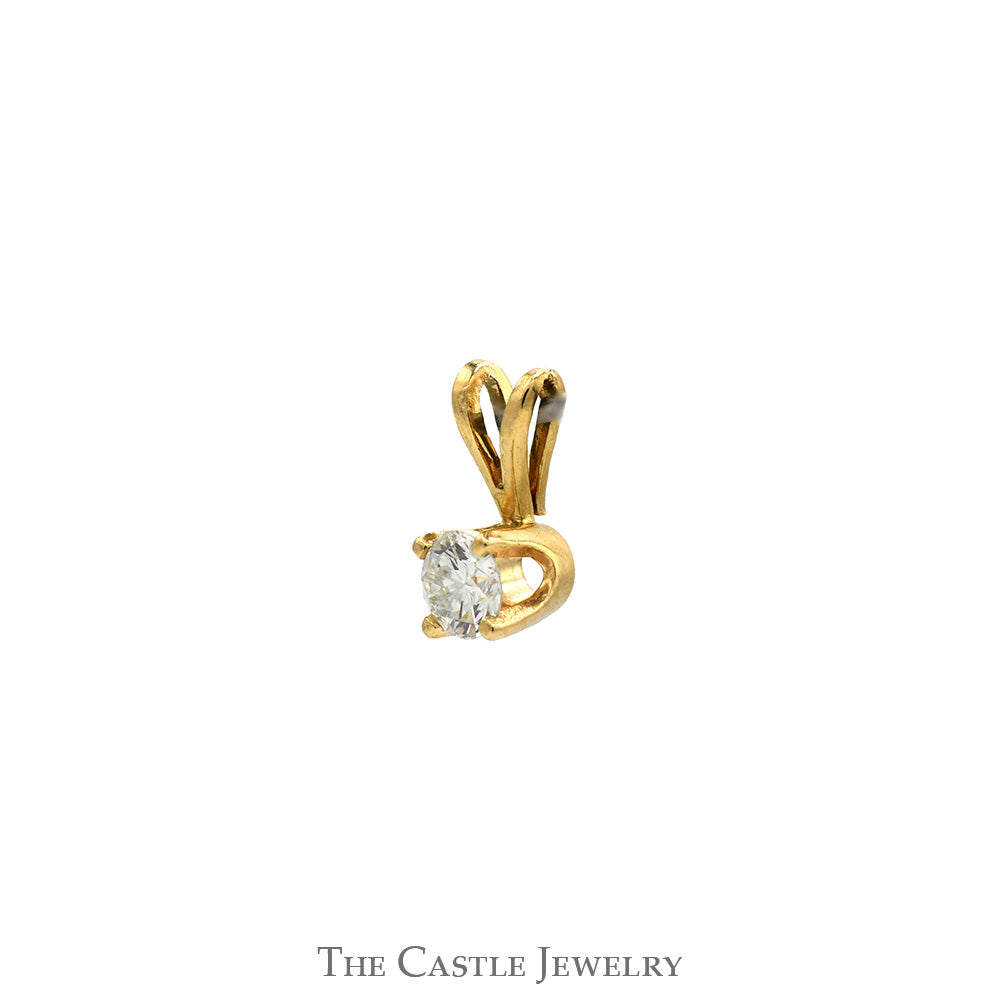 .15ct Round Diamond Solitaire Pendant with Split Bail in 10k Yellow Gold 4 Prong Mounting