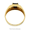 Rectangular Black Onyx Ring with Illusion Set Diamond Accents in 10k Yellow Gold - Thumbnail 2