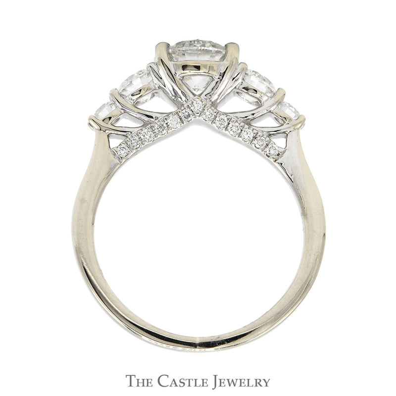 1.75cttw Lab Grown Diamond Engagement Ring with Accented Sides in 14k White Gold
