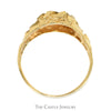 Illusion Set Diamond Ring with Textured Nugget Sides in 10k Yellow Gold - Thumbnail 2