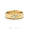 6mm Wide Comfort Fit Wedding Band with Milgrain Edges & Diamond Solitaire Accent in 14k Yellow Gold - Thumbnail 1