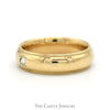6mm Wide Comfort Fit Wedding Band with Milgrain Edges & Diamond Solitaire Accent in 14k Yellow Gold - Thumbnail 3
