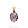 Marquise Shaped Diamond & Ruby Cluster Pendant in 10k Yellow Gold - Thumbnail 1