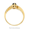 Marquise Cut Sapphire Solitaire Ring with Diamond Accented Curved Sides in 14k Yellow Gold - Thumbnail 2