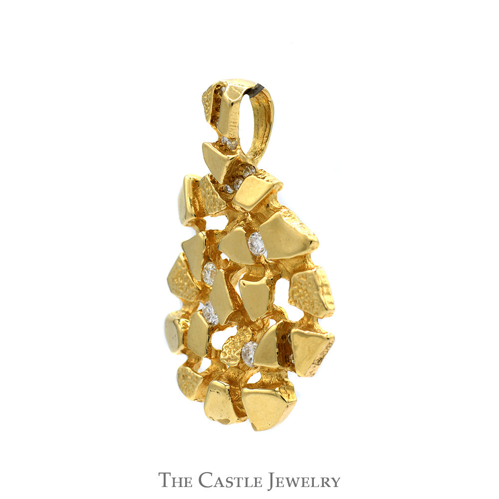 1/3cttw Diamond Accented Nugget Style Pendant in 14k Yellow Gold