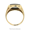 Intaglio Ring with Round Diamond Accent & Brush Textured Sides in 10k Yellow Gold - Thumbnail 2