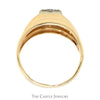 1/3ct Diamond Solitaire Men's Ring with Grooved Sides in Polished 14k Yellow Gold - Thumbnail 2