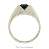 Square Sapphire Solitaire Ring with Polished Sides in 14k White Gold - Thumbnail 2
